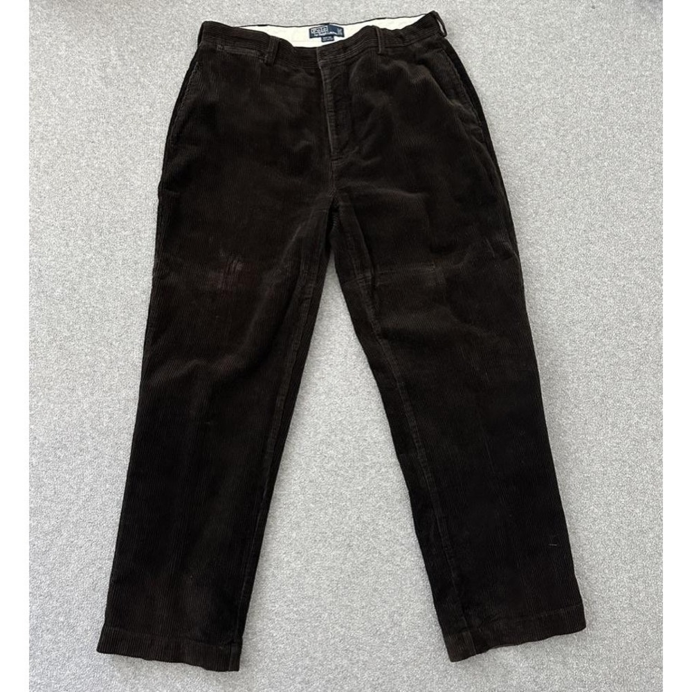 Polo Ralph Lauren Corduroy Pants 38x32 Brown Philip Straight Chino FLAW Trousers